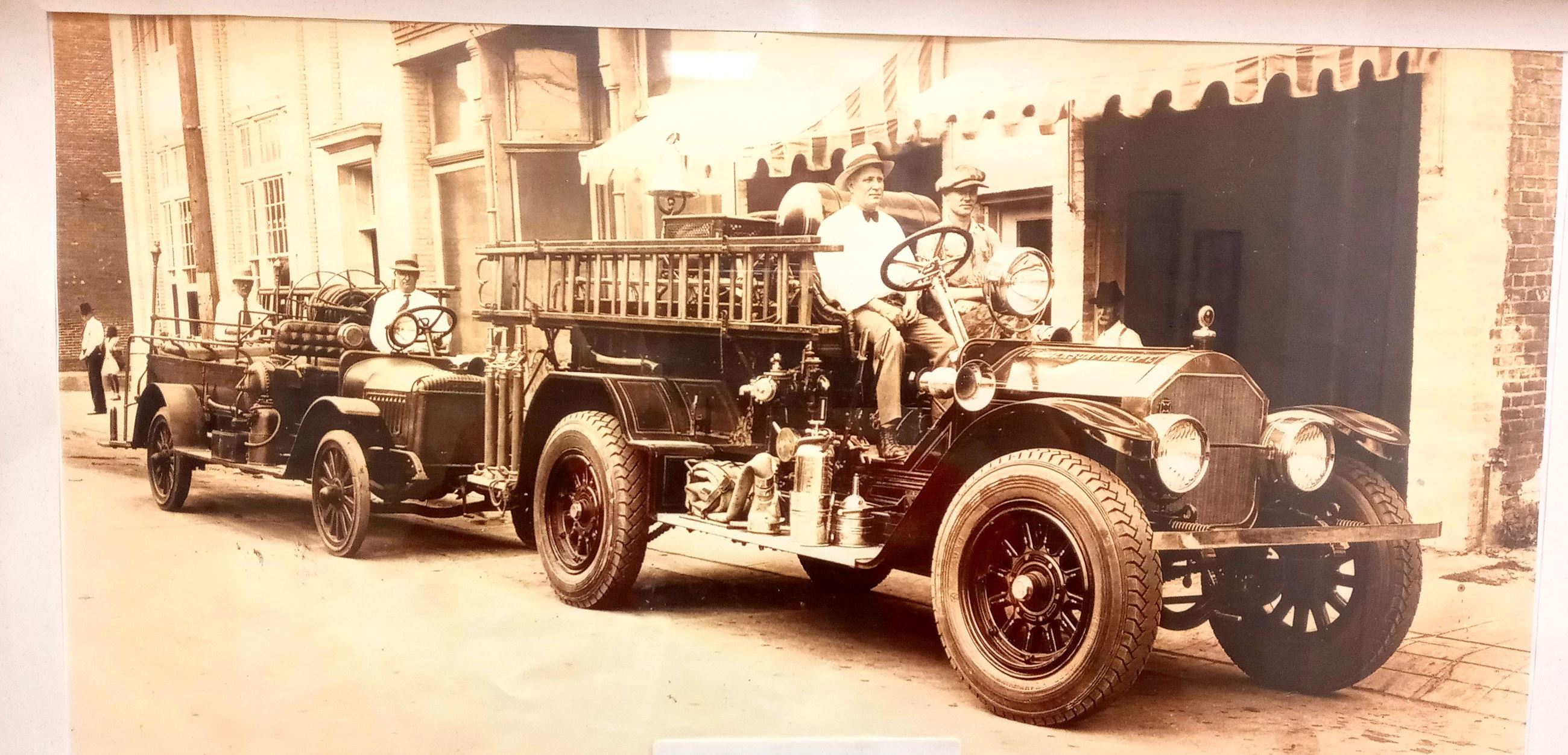 Historical Photo of Henderson's first motorized fire apparatus.