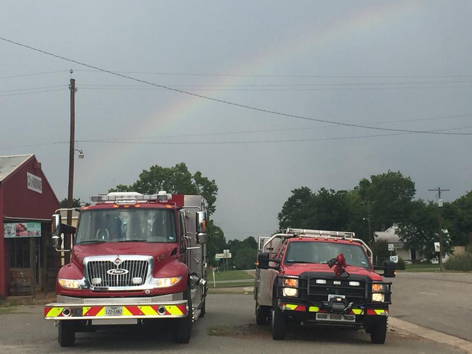 Engine 101 and Brush Truck on a rainy day.
